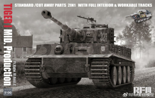 RFM Tiger I Mid Production 2in1 With Cutaway Parts And Full Interior 1/35